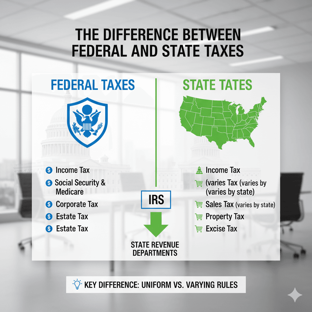 “Federal vs. State Taxes in the U.S.